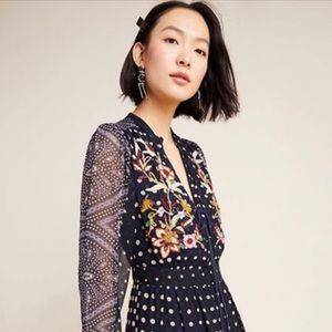 Anthropologie Maeve Cassidy embroidered maxi dress size XS EUC